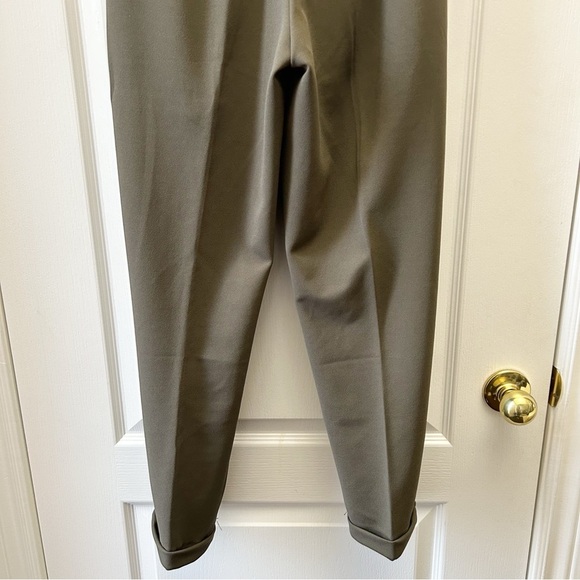 Le Chateau Olive Green High Rise Pleated Tie-Waist Trousers Pants Size 1/2 - Picture 7 of 12